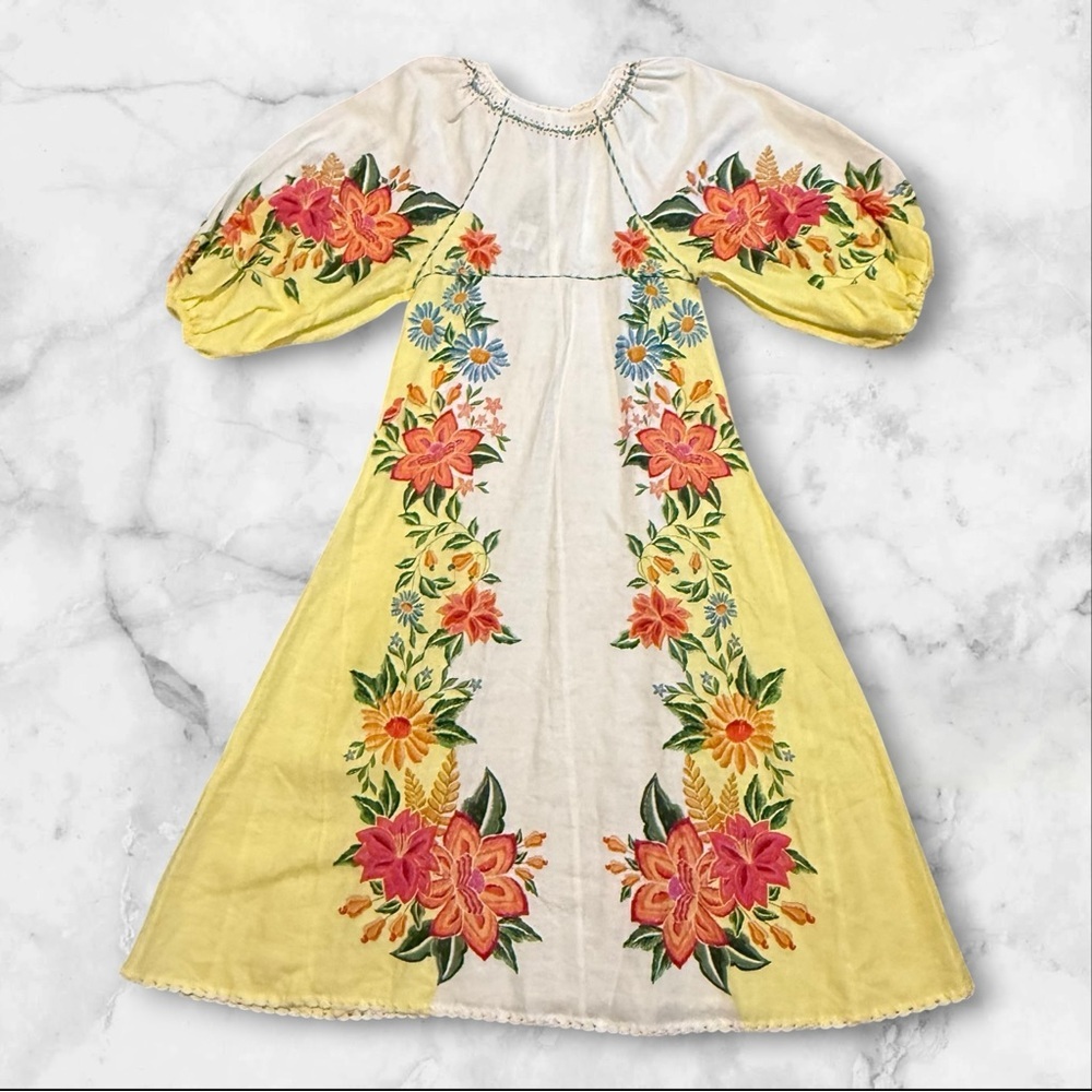 🌼 Farm Rio | Bloom Garden Floral Embroidered Maxi Dress | Multi | Size XS - Picture 4 of 16